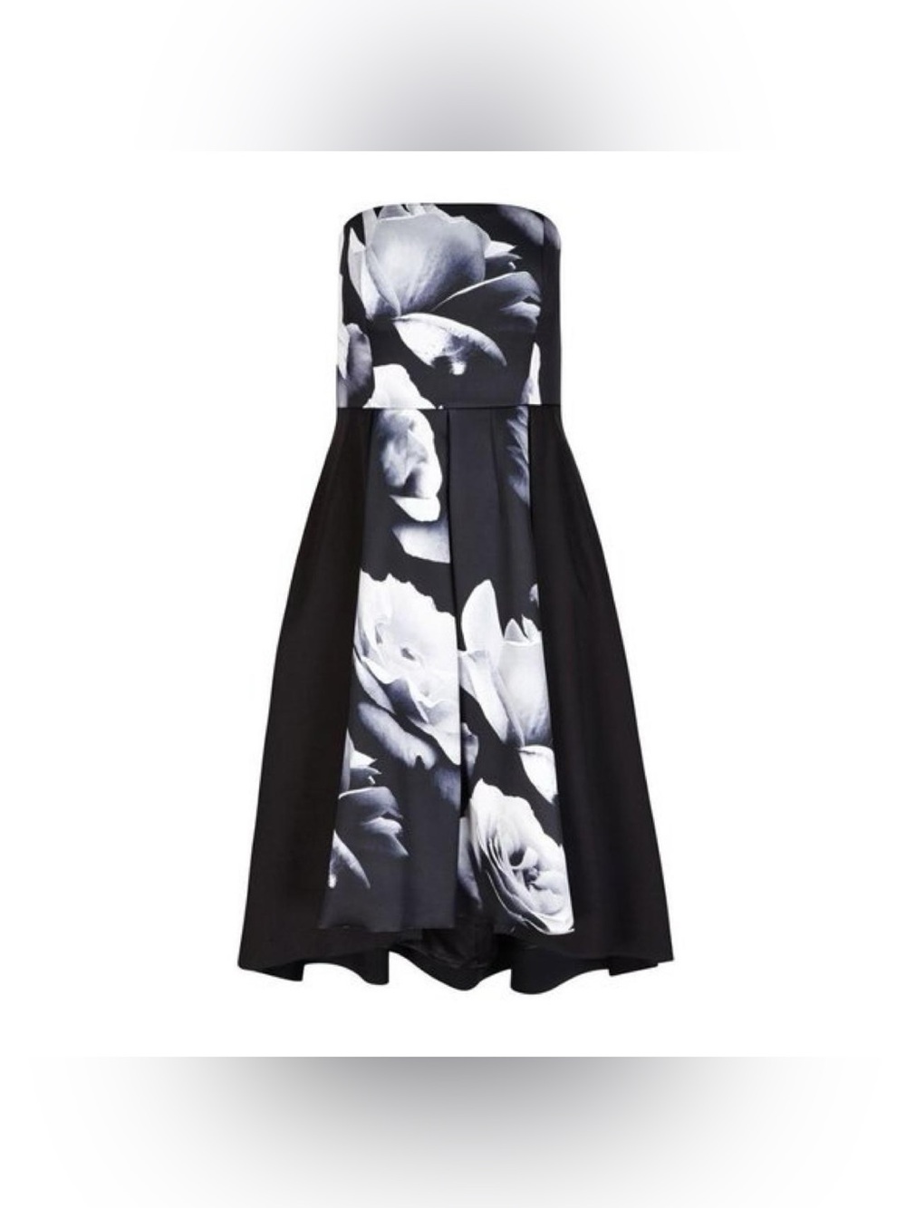 NWT Strapless Black and White Floral Midi Dress Size 20